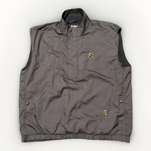 Dryjoys By Foot Joy Golf Vest Mens Large Black Houndstooth 1/2 Zip Button